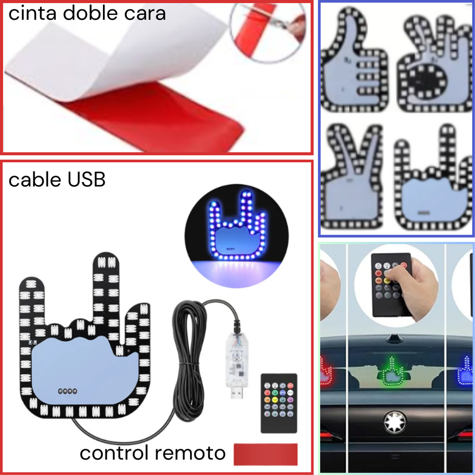 MANO CON LUCES LED PARA AUTO